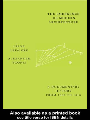cover image of The Emergence of Modern Architecture